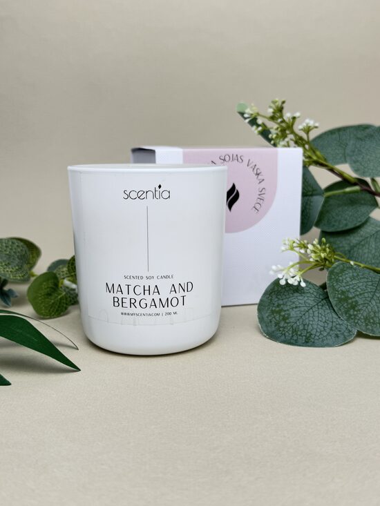 Sojas vaska svece MATCHA and BERGAMOT, 200g